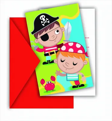 Produktbild von 12x Piraten Schatzjagd Einladungskarten mit Umschlag