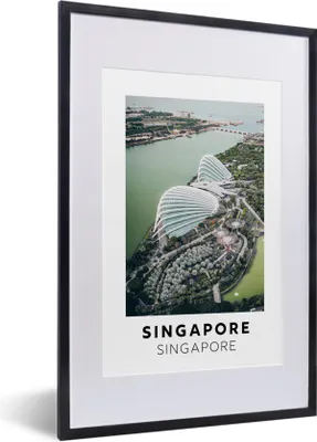 Produktbild von MuchoWow® Gerahmtes Poster Singapur - Architektur - Wasser 40x60 cm - Poster mit Schwarzem Bilderrahmen Wandposter Rahmen Foto Bilder - Poster in Rahmen