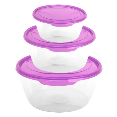 Produktbild von 3er Set Frischhaltedose Rund 1 / 1,7 / 3 Liter Lila