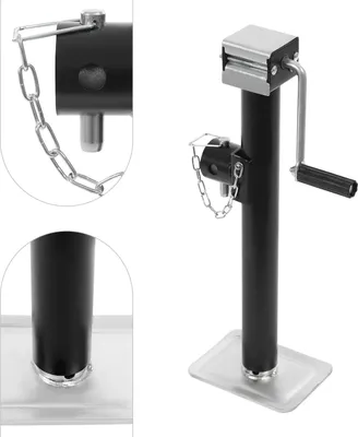 Immagine prodotto di Cric per rimorchio - Piedino di supporto - Manuale - Altezza di sollevamento 38 cm - Capacità di carico 2268 kg - Acciaio Q235 - Per roulotte, barche, camper - Nero