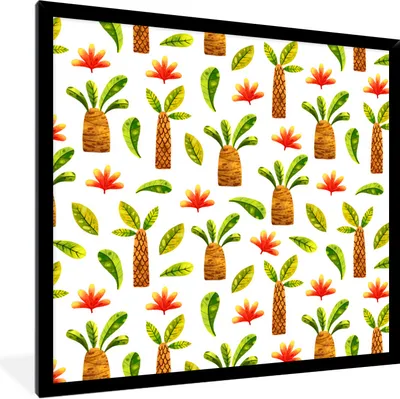 Produktbild von MuchoWow® Gerahmtes Poster Dschungel - Blätter - Palme 40x40 cm - Poster mit Schwarzem Bilderrahmen Wandposter Rahmen Foto Bilder - Mit Rahmen - Wanddekoration Schlafzimmer