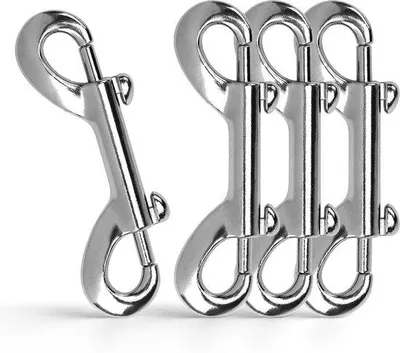 Produktbild von 4er-Satz - doppelte Karabinerhaken - 3,5 Zoll Zinklegierung Metallclip - Silberne doppelte Haken - zum Verbinden von Schlüsselanhängern, Halsbändern, Futtertöpfen, Blumenkörben