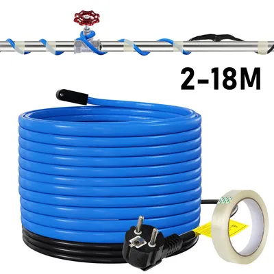 Image de Câble chauffant Peviasot, 4 mètres, 68W, avec thermostat, classe IP68, pour chauffage de tuyaux, câble de protection contre le gel pour canalisations, incluant une sangle de 10 mètres
