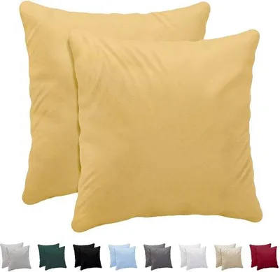 Obrázok produktu pre Unyqoos® Sada 2 vankúšových poťahov 50 x 50 cm – ultrajemné, priedušné bavlnené poťahy na vankúše so zipsom, žlté,  Oeko-Tex