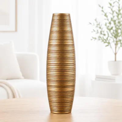 Produktbild von Leewadee Bodenvase 50 cm - Hohe Polyresin Deko für Pampasgras