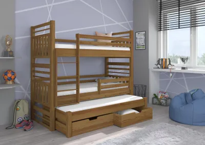 Obrázek produktu pro Třílůžková postel se zábranou 80x180 BEFRIA - dub
