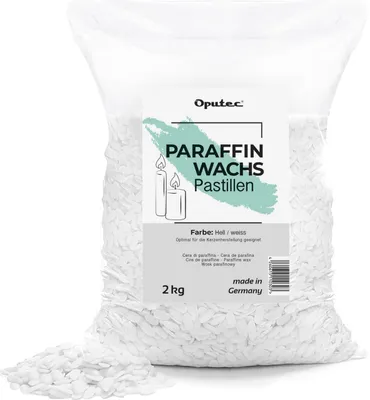 Produktbild von Oputec 2 KG Paraffinwachs Pastillen für Kerzen: Weißes Kerzenwachs - Kerzen selber Machen - Kerzenwachs zum Gießen - Eigene Kerzen herstellen und nachfüllen - Germany