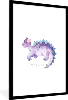 Produktbild von MuchoWow® Gerahmtes Poster Dinosaurier - Kinderzimmer - Zitat - Mädchen - Kinder - Rosa - Kind 60x90 cm - Poster mit Schwarzem Bilderrahmen Wandposter Rahmen Foto Bilder - Dekoration - Wandposter Wohnzimmer - Hochwertig