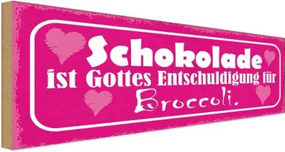 Produktbild von vianmo Holzschild 10x27 cm Schokolade Gottes Entschuldigung Spruch Zitat