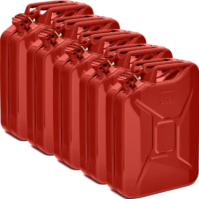 Produktbild von Oxid7® by BW Kraftstoffkanister Metall Benzinkanister 5x 20 Liter - Rot RAL 3000 - UN-Zulassung - Hergestellt in Europa