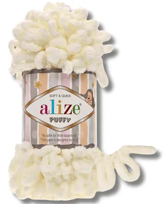 Immagine prodotto di Alize 1x 100 g Puffy Lana, tinta unita, uncinetto, lavoro a maglia (Light Cream - 62)