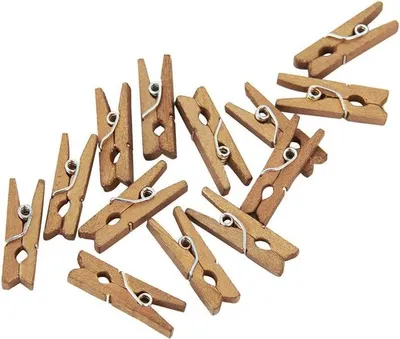 Produktbild von 24 kleine Holz Wäscheklammern in Gold 2,5 cm