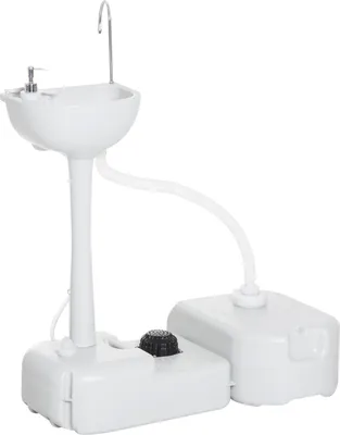 Produktbild von Camping Waschbecken Handwaschbecken Mit Auffangbehälter Für Abwasser 17L Wassertank Spülbecken Mit Spender Mobil Hdpe Grau 83 X 50 X 103 Cm