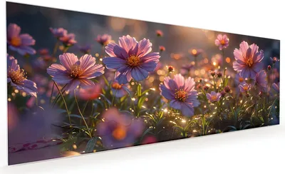 Produktbild von Küchenrückwand Spritzschutz Glas mit Motiv Blumenwiesebei Sonnenaufgang 40 x 40 cm