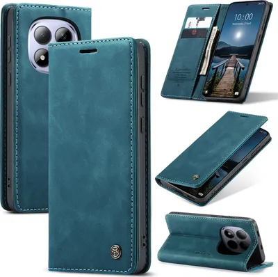 Produktbild von Hülle für Xiaomi Redmi Note 15 Pro 5G Retro Kunstledertasche mit Standfunktion Schutzhülle Blau