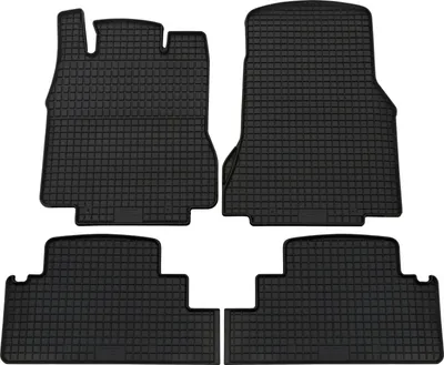 Zdjęcie produktu dla do Mercedes A-Class od 1997-08/2004 Pasujące dywaniki gumowe PETEX 4-częściowe czarne dywaniki na każdą pogodę Gumowe dywaniki podłogowe