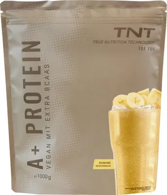 Produktbild von TNT A+ Protein - Banane (1000g) - Veganer Protein-Shake mit bis zu 76% Eiweiß - Optimiertes Aminosäurenprofil mit 3,5g L-Leucin pro Portion