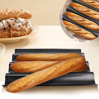 Produktbild von Baguette Backform Baguetteblech Ciabatta Backform,Baguetteblech für 4 Baguettes