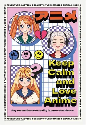 Produktbild von Anime - Poster - Keep Calm + Wechselrahmen, Shinsuke® Maxi MDF weiss, Acryl-Scheibe