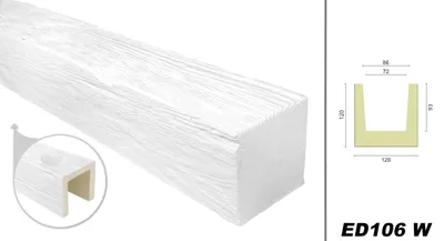 Produktbild von DECO WOOD Deckenbalken modern aus Polyurethane, 2m Länge, PolyurethanBalken Holzoptik (weiß - 12x12cm) Wandbalken Hartschaum Deckenverkleidung