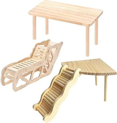 Productafbeelding van Hamster Speelgoed - Knaagdier Klimladder - Dieren Verrijking - Natuurlijk Hout - 32 x 17 x 6 cm - Houtkleur