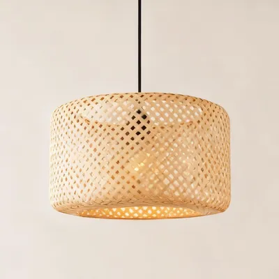Produktbild von home24 Pendelleuchte - 1-flammig - Gusseisen / Bambus - Natur