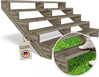 Productafbeelding van Terrastrap Hout - Houten Trap - Tuin Overbruggen - Compleet met schroeven - 190 cm Breed - Groen