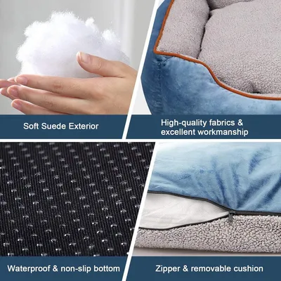 Katzenbett Kissen weich Hundebett warm Hundeschlafplatz Katzendecke Hundematratze Hundesofa Katzenbank (Plüsch grau)