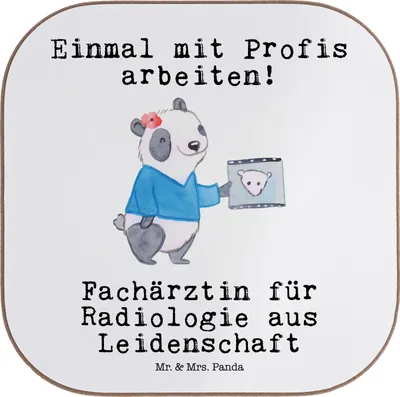 Produktbild von Mr. & Mrs. Panda Untersetzer Glas Fachärztin für Radiologie Leidenschaft - Weiß - Geschenk, Tasse, Coaster, Tassen, unterleger, gläseruntersetzer, Gläser