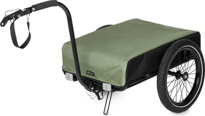 Obrázok produktu pre Klarfit príves na bicykel, nákladný príves s 2 kolesami a pláštenkou proti dažďu, oceľový príves na bicykel s ťažným zariadením a držiakom, vodotesný ručný vozík s odnímateľným ojom, príves na bicykel