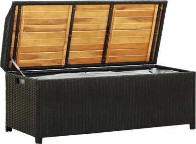 Produktbild von vidaXL Sitzbank mit Stauraum 120 cm Poly Rattan Schwarz