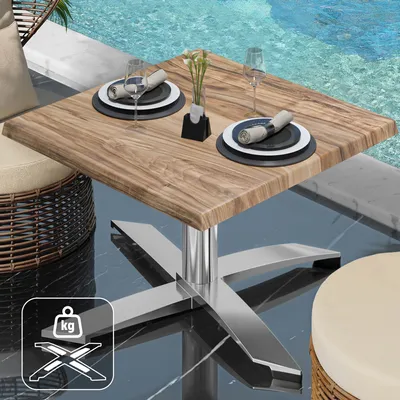 Produktbild von WTG | Jamaika Loungetisch | B: T: H:  60 x 60 x 37 cm | Sheesham / Aluminium | Zusatzgewicht | Bistro Loungetisch Gastro Tisch
