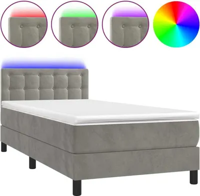 Produktbild von vidaXL Boxspringbett mit Matratze & LED Hellgrau 80x200 cm Samt