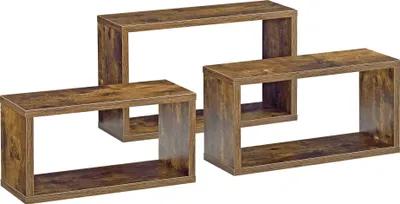 Produktbild von Wandregal Mandal 3er Set Regale in verschiedenen Größen Spanplatte Dunkler Holzton [en.casa]