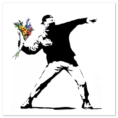 Immagine prodotto di Giallobus - Lanciatore di fiori - Banksy - 35L x 35l cm - Quadro - Vetro acrilico