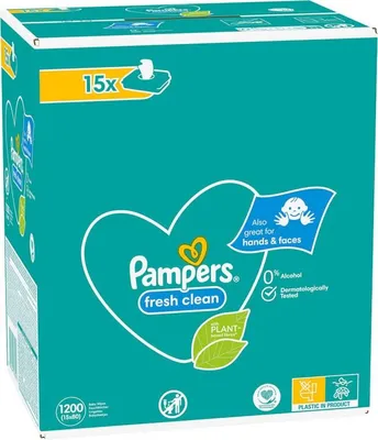 Produktbild von Pampers® 8001841078496 Chusteczki nawilżane fresh clean 1-warstwowe białe, 1200 szt.