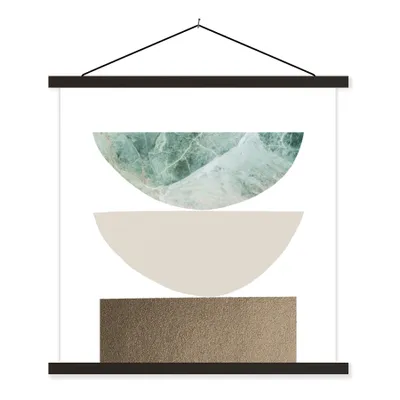 Produktbild von MuchoWow® Textilposter Geometrische Formen - Minimalismus - Pastell 120x120 cm mit schwarzem Rahmen - Aufhängungsset