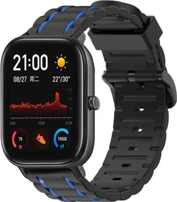 Produktbild von Strap-it Xiaomi Amazfit GTS Sport Schnallenarmband (Schwarz/Blau)