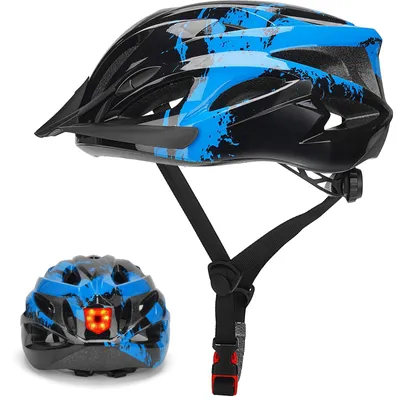 Produktbild von Fahrradhelm mit Licht, verstellbar, leicht, für Erwachsene und Kinder, schwarz