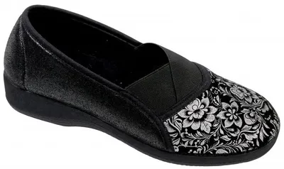 Immagine prodotto di Assistenza infermieristica GOJI O6968-F48 Scarpe elastiche da donna nere con stampa argento, misura 1:37