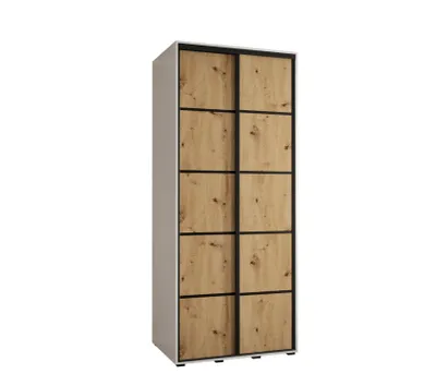 Obrázok produktu pre Šatníková skriňa ASIRI 4 - 100/45 cm, biela / dub artisan / čierna