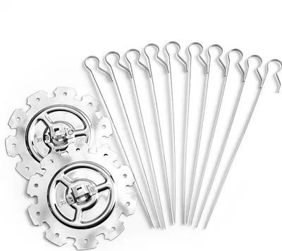 Produktbild von Grillspieß aus Edelstahl, 25 cm lang, mit Drehgrill-Käfig, für Elektroherde und Backöfen, BBQ-Zubehör