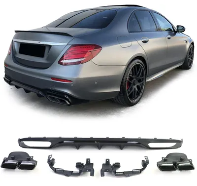 Für Mercedes W213 Limo 2016- ohne AMG Heckdiffusor Stoßstange 4 Endrohre Schwarz in der Farbe Schwarz von Carparts-Online GmbH