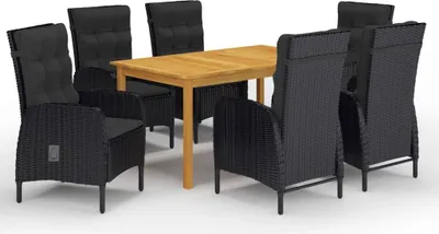 Produktbild von 7-tlg. Garten-Essgruppe Schwarz , Gartenmöbel-Sets Design 2024