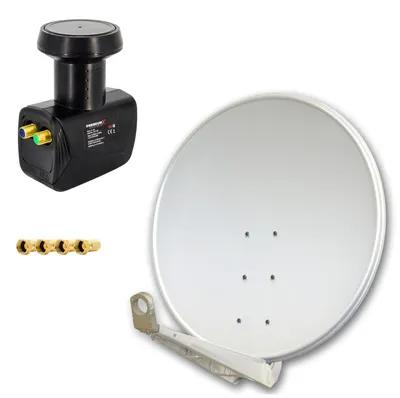Produktbild von PremiumX DELUXE100 Satellitenantenne 100 cm Alu Hellgrau Twin LNB Schwarz 4x F-Stecker