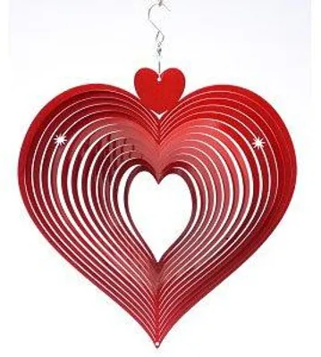 Spin Art RVS Hart Windspinner groot, 120HE103, Ø30cm, Rot
