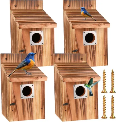 Productafbeelding van Set van 4 vogelhuisjes voor buiten - Veilig en weerbestendig