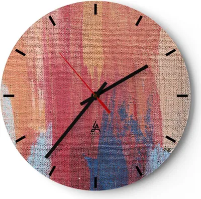 Produktbild von Wanduhr - Rund - Glasuhr - Die Farben Farben Abstraktion - 40x40cm - Schleichendes Uhrwerk - Lautlos - zum Aufhängen bereit - Dekoration Modern - Wanddekoration aus Glas - C3AR40x40-5069