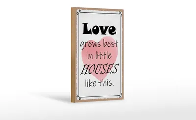 Produktbild von Holzschild Spruch 12x18cm love grows best in little houses Dekoration
