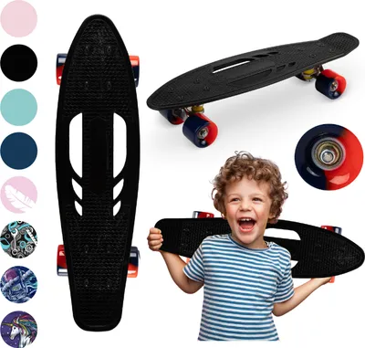 Produktbild von QKIDS GALAXY Skateboard - Cruiser 8 Designs, ABEC-7 - 56cm Deck - Bis zu 50kg - Schwarz